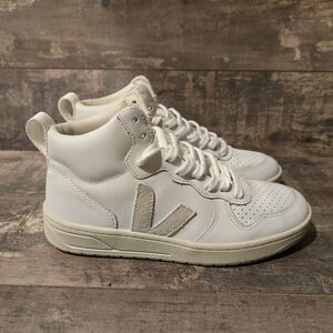 VEJA V-15 High Top Sneakers Leather White/Natural Women ● US 6/EU 37